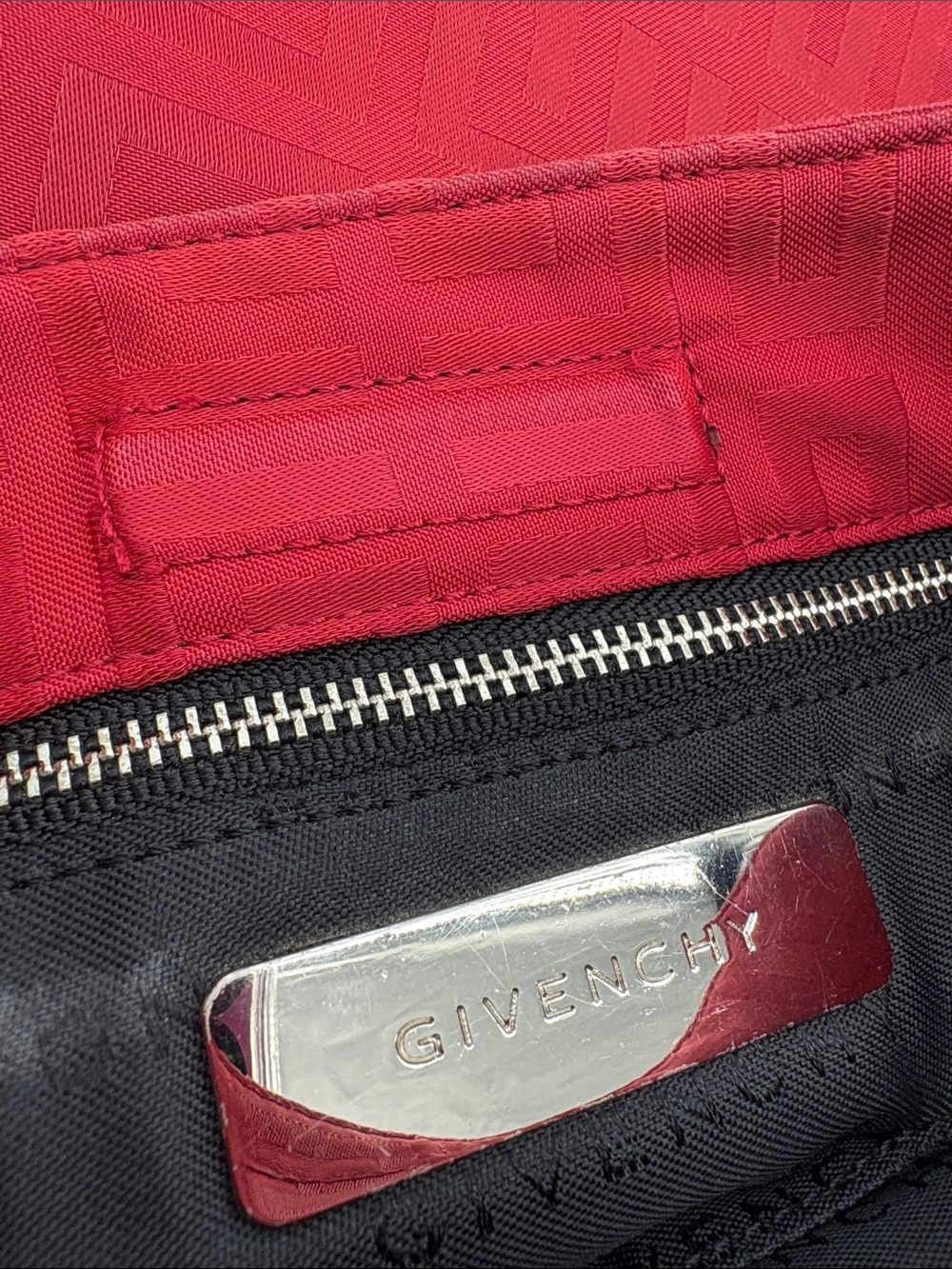 Givenchy Red Jacquard Slim Crossbody with Logo Webbed Strap - Picture 11 of 12